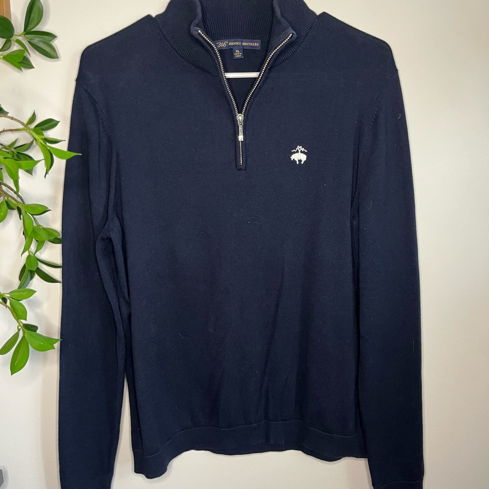 Brooks Brothers Womens XL Navy Half-Zip Sweater